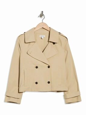 Women's Cropped Trench Jacket in Tan/beige
